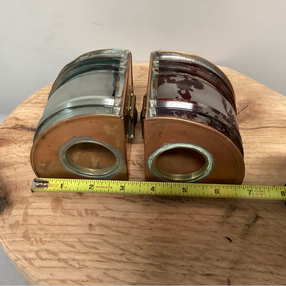 🟠 Vintage - Antique ? Copper Brass & Glass Crafted Nautical Boat Lanterns Rare - Picture 13 of 16